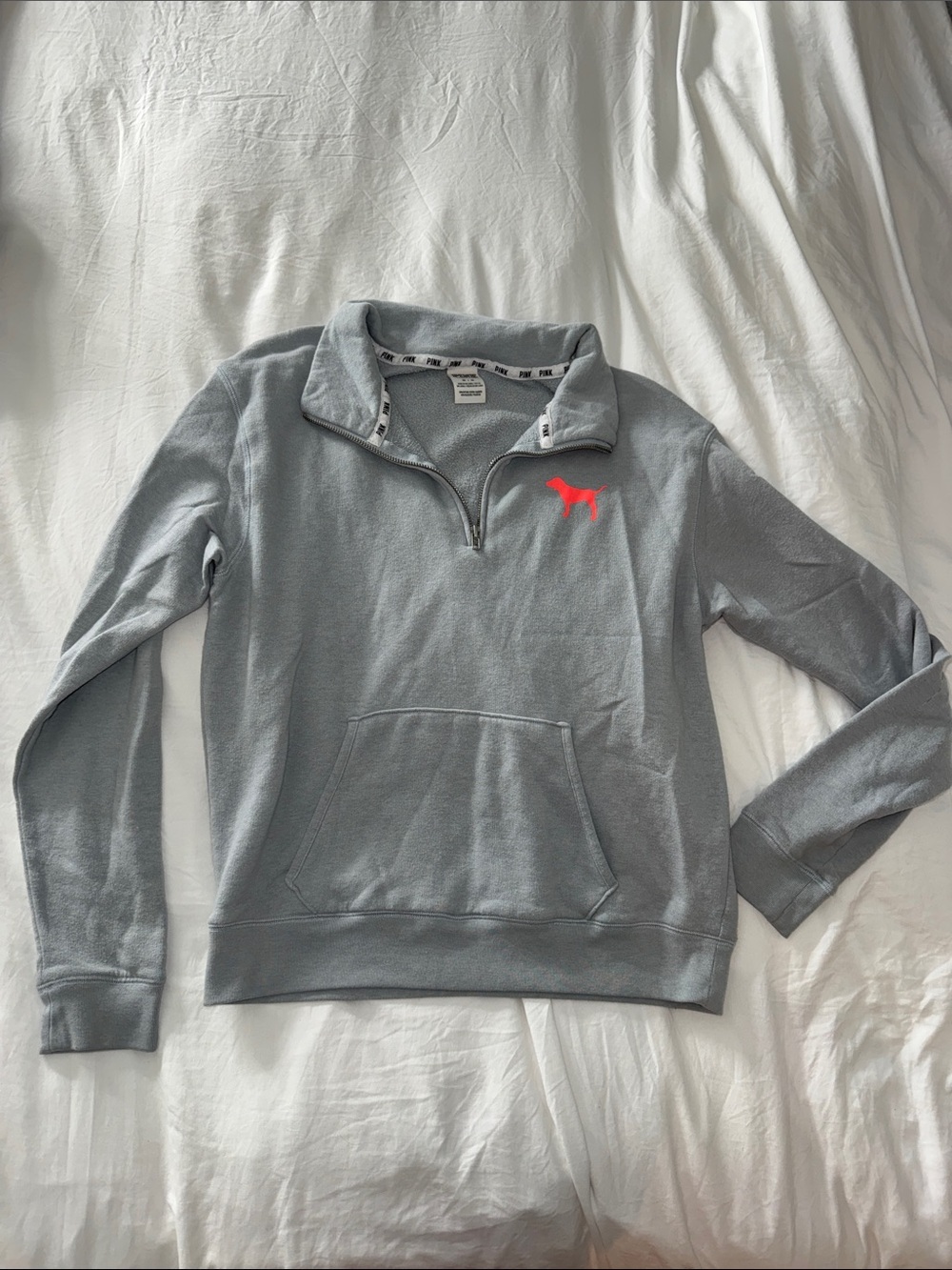 Light Gray PINK Quarter-Zip Pullover